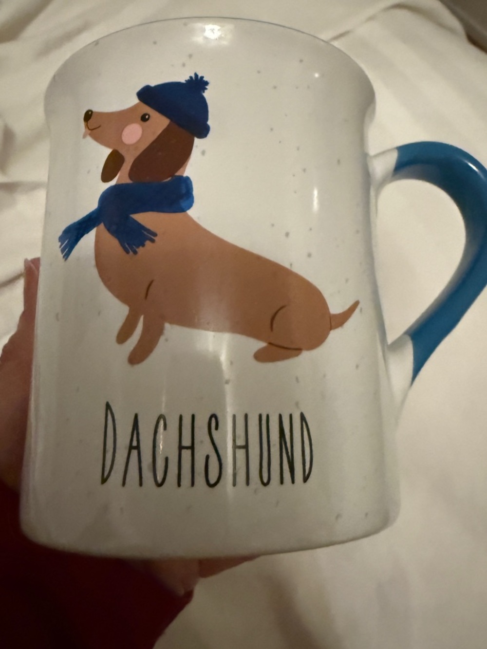 Dachshund Mug, Large with Blue Handle and Interior